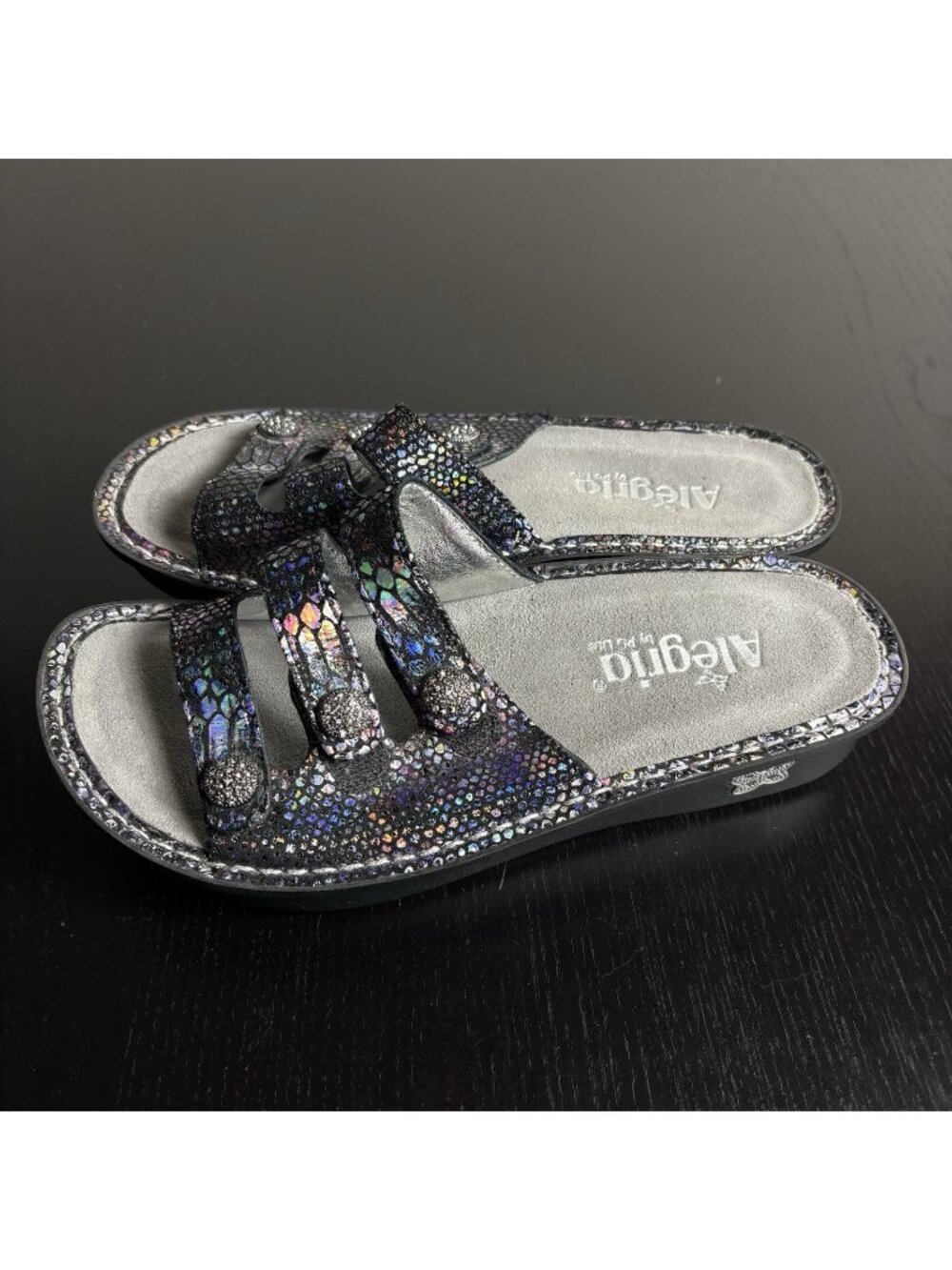 ALEGRIA Womens Size 37/US 7-7.5 Fiona Sandals Iridescent Multicolor